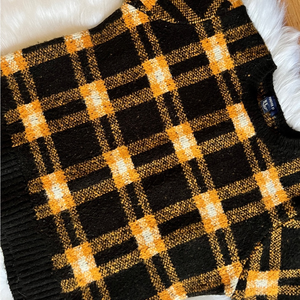 Forever21 Yellow Plaid Sweater